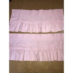 Vintage Mauve Pink 2 Valances 11" x 50" Long with Ruffles Cottage Core Curtains